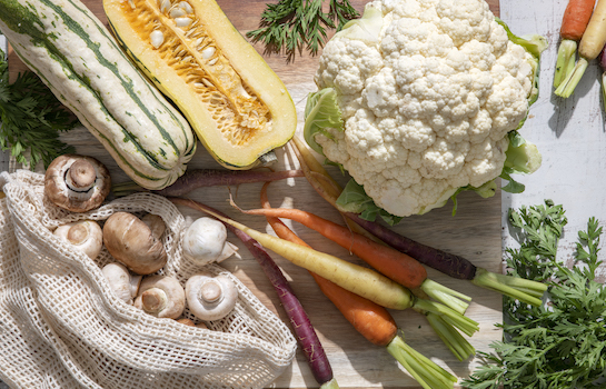 vegetables laid out on a table